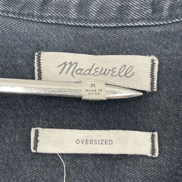 Madewell Oversized Black Denim Jean Jacket Medium Trucker Women’s - Picture 7 of 12